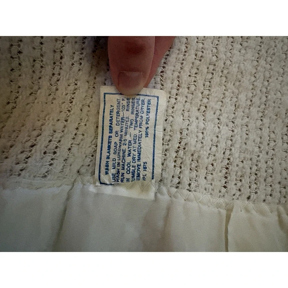 Vintage Waffle Weave Baby blanket Satin Trim Bunny Rabbit House